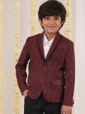 VASTRAMAY Boys Self-Design Single-Breasted Slim-Fit Blazer