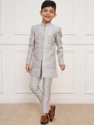 Vastramay Boys Slim Fit Embroidered Sherwani Set