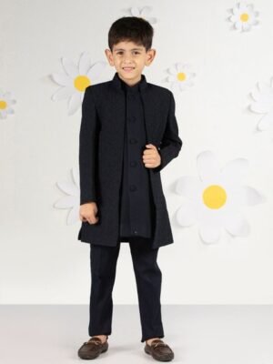 Vastramay Boys Slim Fit Embroidered Sherwani Set