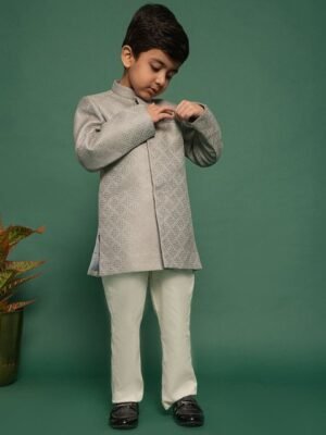 VASTRAMAY Boys Textured Sherwani Set