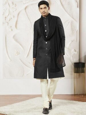VASTRAMAY Embroidered Sherwani With Dupatta
