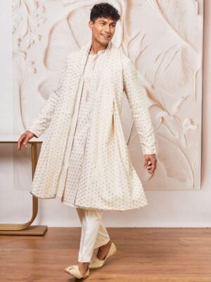 VASTRAMAY Men Geomteric Embroidered Sequinned Dupatta
