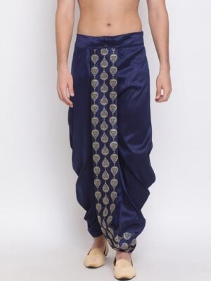 VASTRAMAY Men Navy Blue & Beige Woven-Designed Dhoti Pants