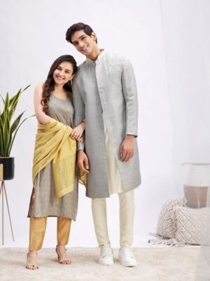 VASTRAMAY Self-Design Sherwani Set
