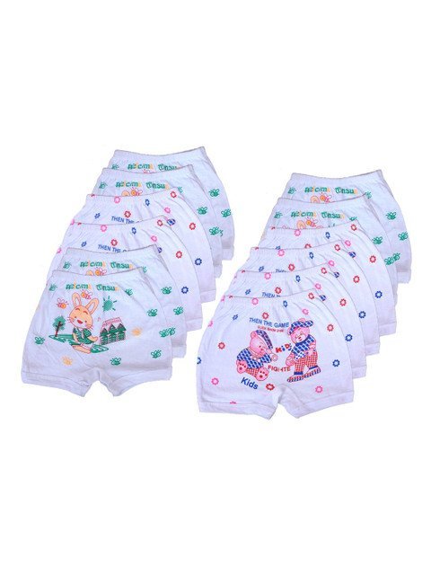 VastraMilap Kids Unisex Pack of 12 Printed Pure Cotton Briefs