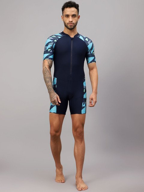 VECTOR X Men Abstract Printed V-Neck Legsuit