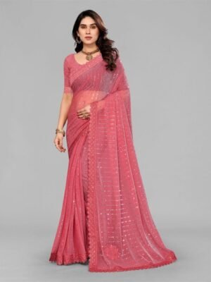 VIJAYA VALLABH Striped Mirror Work Saree