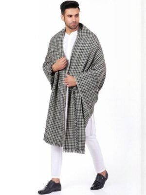 Vrinde Men Checked Printed Pure Woolen Shawl