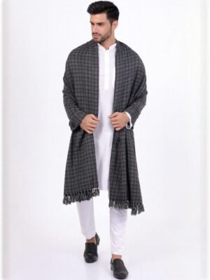 Vrinde Men Checked Printed Pure Woolen Shawl