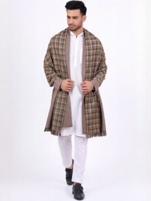 Vrinde Men Checked Reversible Pure Woolen Shawl