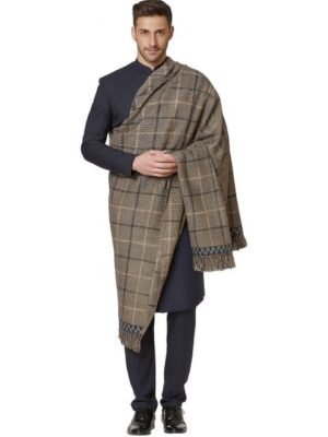 Vrinde Men Checked Woolen Printed Shawl