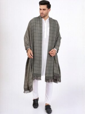 Vrinde Men Checked Woolen Printed Shawl