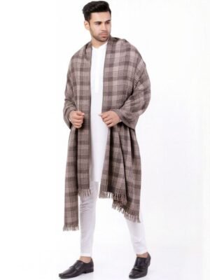Vrinde Men Checked Woven Design Pure Woolen Shawl