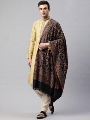 WEAVERS VILLA Men Floral Woven Design Winter Shawl