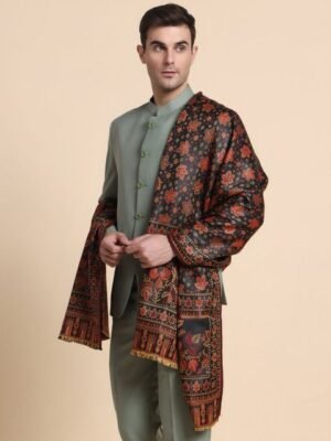 WEAVERS VILLA Men Floral Woven Design Winter Shawl