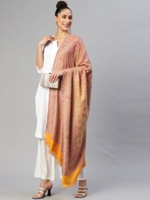 WEAVERS VILLA Women Yellow Paisley Woven Design Winter Shawl