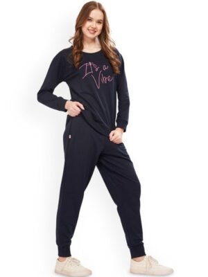 WEET Typography Printed Mid-Rise Cotton Sweatshirt And Joggers