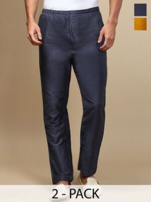 WHITE HEART Men Pack Of 2 Relaxed Fit Mid-Rise Pyjamas