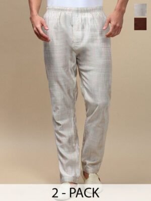 WHITE HEART Pack Of 2 Mid-Rise Pyjamas