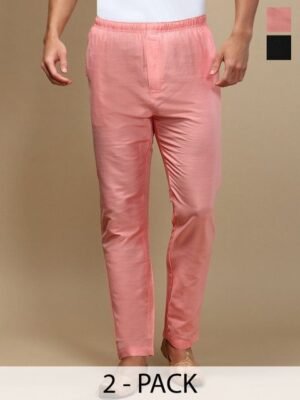 WHITE HEART Pack Of 2 Mid Rise Pyjamas
