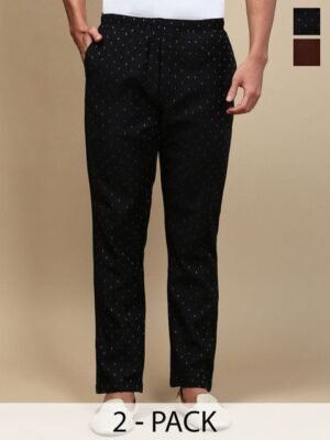 WHITE HEART Pack Of 2 Printed Mid Rise Pyjamas