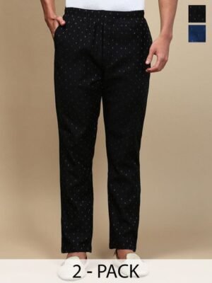 WHITE HEART Pack Of 2 Printed Mid Rise Pyjamas