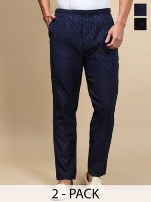 WHITE HEART Pack Of 2 Printed Mid Rise Pyjamas