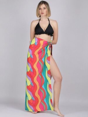 WOMAN IN YOU Tropical Printed Swim Cover Up Sarong Bottom