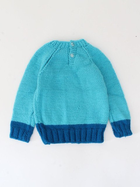 Woonie Unisex Kids Blue Handmade Pullover