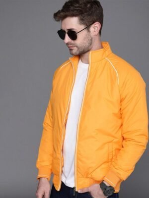 WROGN Men Yellow Solid Bomber Jacket