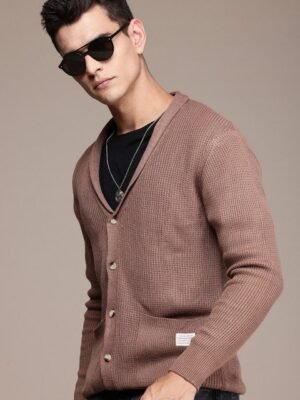 WROGN Self Design Shawl Collar Comfort Fit Cardigan