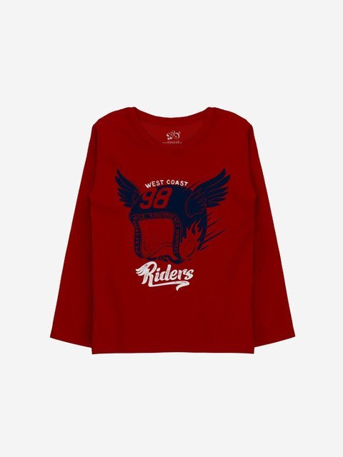 x2o Boys Maroon Printed T-shirt