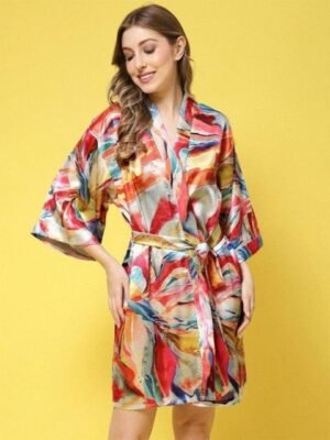 Xivir Printed Shawl Collar Robe