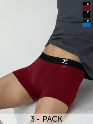 XYXX Men Pack Of 3 Aero Super Combed Cotton Anti-Odour & Moisture Absorbent Trunks