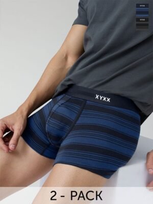 XYXX Men Striped Pack of 2 Streax Intellieaze Super Combed Cotton Trunk XYTRNK2PCKN575