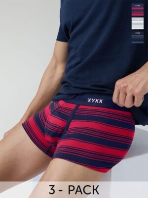 XYXX Men Striped Pack of 3 Streax Intellieaze Super Combed Cotton Trunk XYTRNK3PCKN842