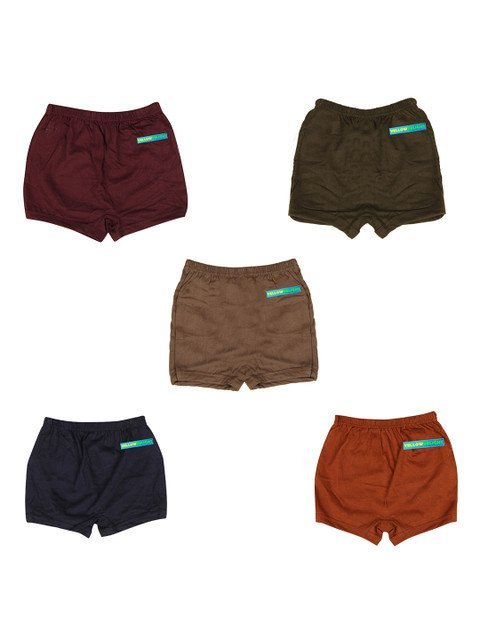 YELLOWDELIGHT Boys Pack Of 5 Cotton Boy Shorts Briefs YD 537 Boys Plain Drawer 6-12 M-5p