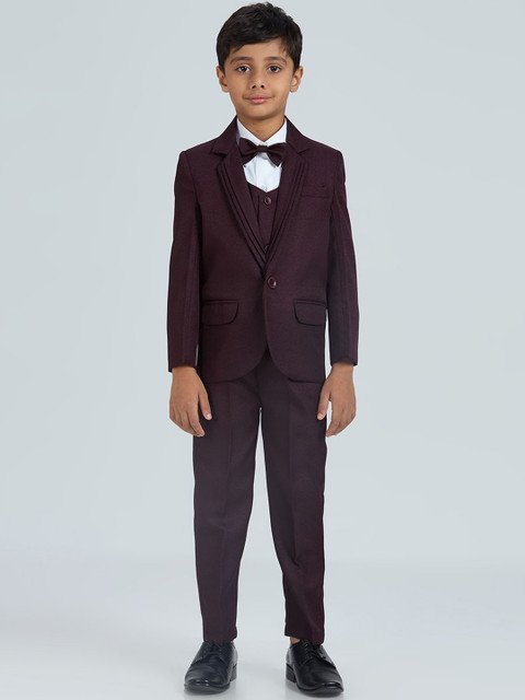 YK Boys Self-Designed Notched Lapel Collar Single-Breasted Five Piece Party Suit