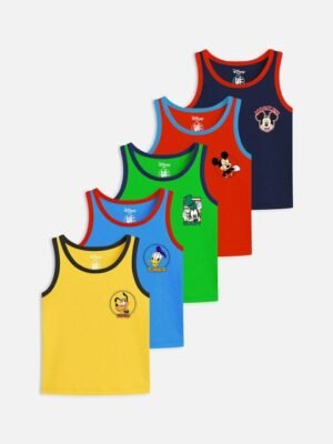 YK Disney Boys Pack Of 5 Printed Basic Vests