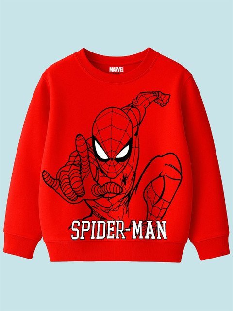 YK Marvel Boys Spider-Man Grpahic Printed Round Neck Full Sleeves Pullover Sweatshirt
