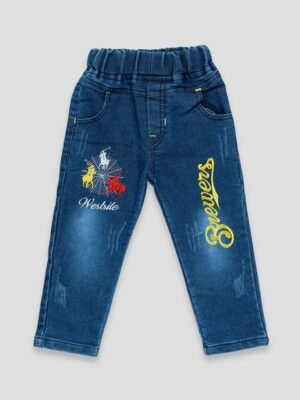 YK X JUST KiDDiNG Boys Printed Regular Fit Mid-Rise Jeans
