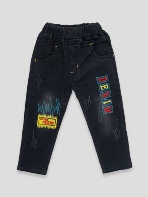 YK X JUST KiDDiNG Boys Regular Fit Printed Cotton Jeans