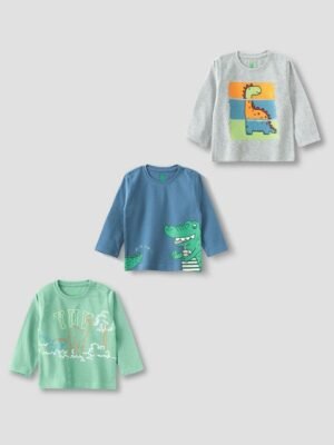 YUV Boys Pack of 3 Graphic Printed Round Neck Cotton T-shirts