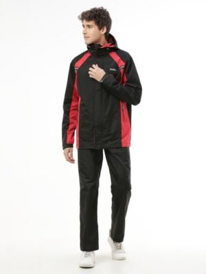 Zeel Men Red & Black Colourblocked Rain Suit