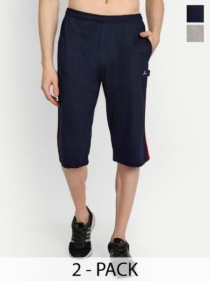 ZEFFIT Men Pack Of 2 Solid Capris